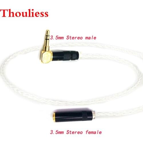 Thouliess HIFI 8 Croes Silver-plated 3.5mm to 3.5mm Male to Female Aux Audio Cable for Car head-mounted Headphone Wire Line
