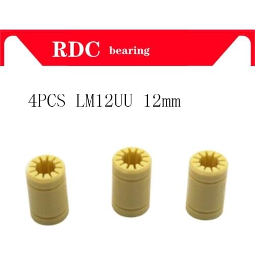Free shipping 4pcs 3D Printer HIgh quality Solid Polymer LM12UU Bearing - 12mm shaft RJMP-01-12 R Solid Plastic Bearing 12 mm
