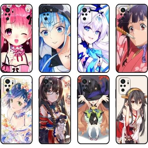 Black tpu Case For Xiaomi Redmi 9T Case Redmi Note 9T Note 10 Pro Case kawaii girl anime