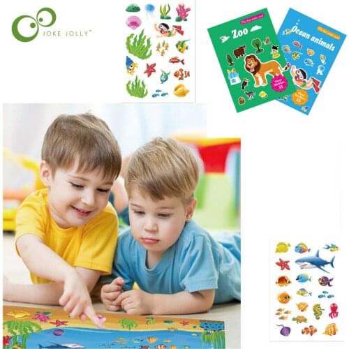 Children DIY Scene Stickers Sea Animals Dress uo Fun Puzzle Paste Painting Sticker Early Learning Educational Toys Gifts DDJ