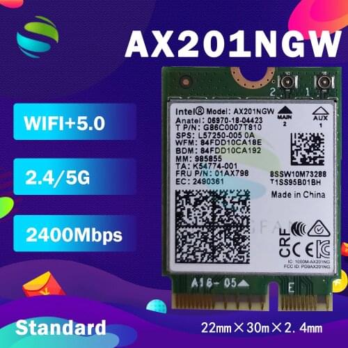 Dual Band 2400Mbps Wireless For Intel Wi-Fi 6 AX201 Bluetooth 5.0 NGFF Key E CNVi Wifi Card AX201NGW 2.4Ghz/5Ghz 802.11ac/ax