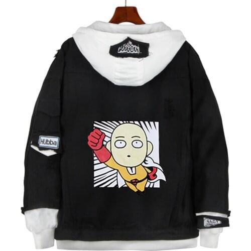 Anime One Punch Man Oppai denim Jacket Saitama Cosplay Costume men women thick Coat slim fit Hoodie Outwear Jackets