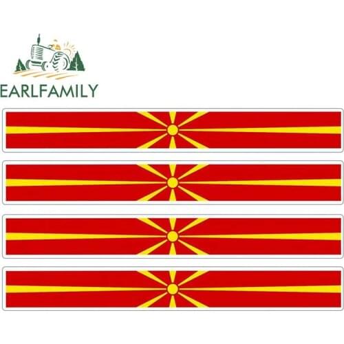 EARLFAMILY 4pcs Car Stripe Motorcycle Racing Flag Sticker Skateboard Decal Bike Moto Tuning Macedonia Car Stickers
