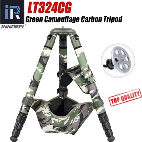 LT324CG Camouflage Carbon Fiber Tripod for Canon Nikon DSLR Camera Professional Birdwatching Heavy Duty Tripod Stand 30kg Load
