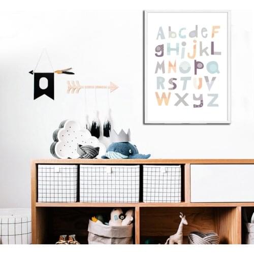 Colorful 26 AZ Alphabet Baby Nursery Wall Canvas Painting Educational ABC Posters and Prints Nordic Kids Decoration Pictures