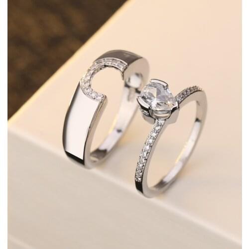 2021 New Trendy Silver Plated Water Drop Zircon Mosaic Ring Set For Women Statement Female Jewelry Wedding Party Accessories