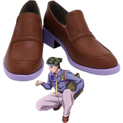 JoJos Bizarre Adventure Rohan Kishibe Cosplay Brown Shoes Leather Boots Custom Made for Unisex Any Size