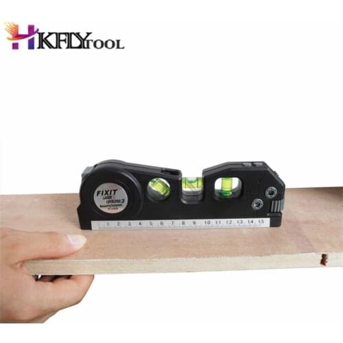 1Pc Multipurpose Level Laser Horizon Vertical Measure Tape Aligner Bubbles Ruler Horizon Vertical & Horizontal Lasers Level