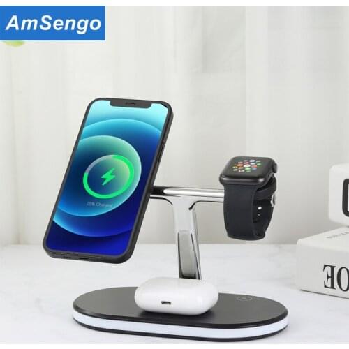 3 in 1 Magnetic Wireless Charger Stand For Magsafe iPhone 12 Mini Pro Max/Apple Watch Fast Charging Dock Station For Airpods Pro