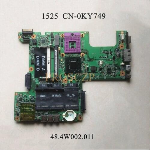 Free shipping for DELL 1525 Laptop Motherboard 07211-1 48.4W002.011 GM965 With CN-0KY749 0KY749 KY749 100% working well