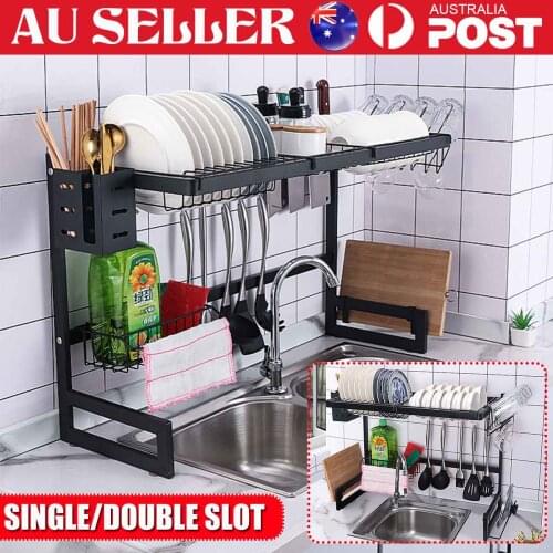 Kitchen Shelf Organizer Dish Drying Rack Over Sink Utensils Holder Bowl Dish Draining Shelf Kitchen Storage Countertop Organizer
