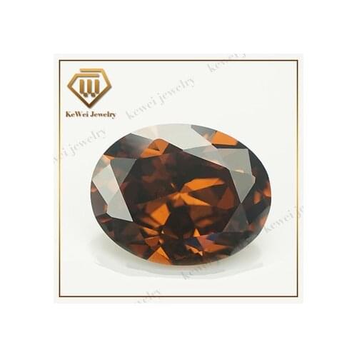 Oval Shape Coffee Loose CZ Stone 10pcs 3*5mm-12*16mm Synthetic Gems Brown Cubic Zirconia For Jewelry