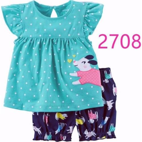Dot Baby Pajamas Suit Dog 2-Pieces Sets Children Jumpers Dress Panties Girls Clothes 6 9 12 18 24 Month Babywear
