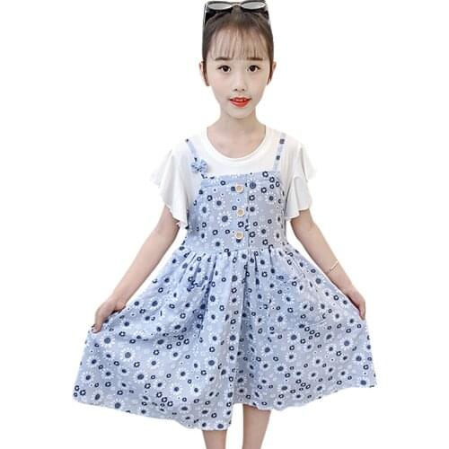 Teenage Girl Dresses Floral Dress Girls Patchwork Dress For Kids Casual Style Costumes For Girls 6 8 10 12 14