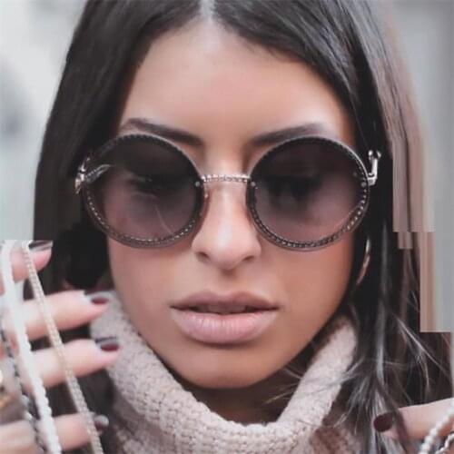 2020 Popular Big Round Sunglasses Womens Metal Chain Frame Clear Yellow Lens Sun Glasses Men Female Summer Shades uv400
