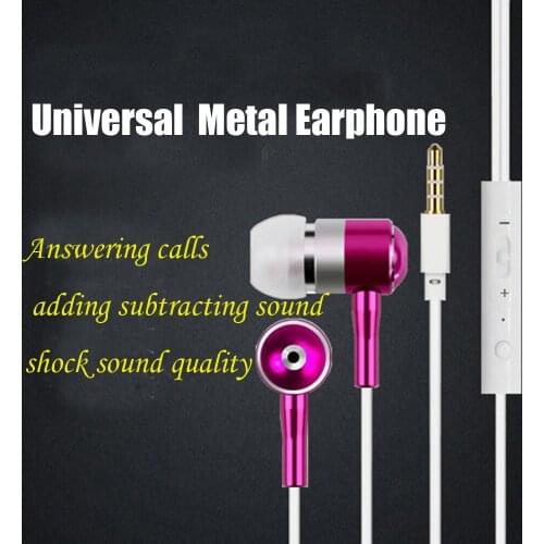 Wired metal universal earphone with Microphone Volume Control Bass for iphone5 6s
