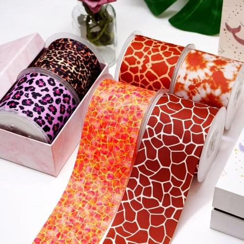 DIY Cartoon Leopard Grain Printed Grosgrain Ribbon For Craft Supplies Sewing Accessories 5 Yards. 34049