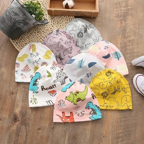 Newborn Baby Hat Knit Cotton Cartoon Print Baby Toddler Caps For Boys Girls Spring Autumn Winter Childrens Hats Child Beanie