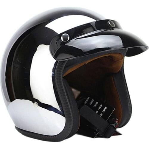 Open face helmet 2018 Motorcycle Helmet Vintage Motorbike cascp Chopper Style Retro Helmets for silver face mate black S XXl