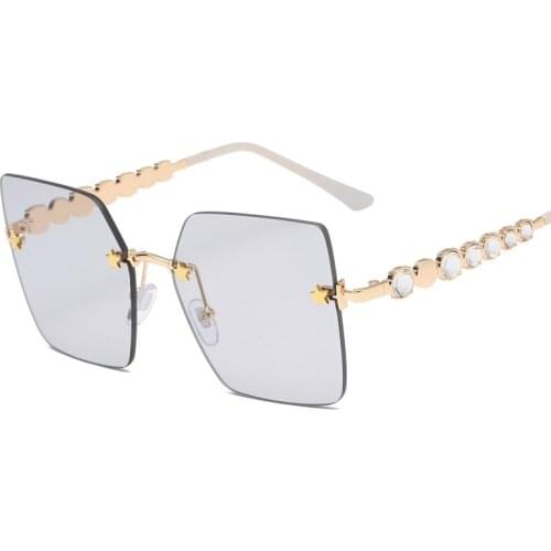 TEENYOUN 2020 Fashion Women Oversize Gradient Sunglasses Metal Square Diamond Sun Glasses Female Shades Oculos De Sol UV400