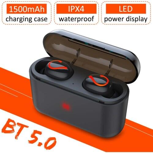 TWS Wireless bluetooth 5.0 Earphones With Mic Waterproof Sports bluetooth Headset Earbuds 2600mAh Power Bank Charging For Phone