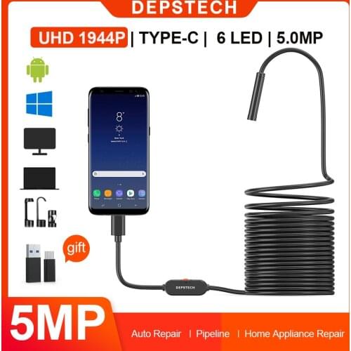 DEPSTECH USB / Wireless Endoscope Mini Inspection Camera 2MP / 5MP IP67 Waterproof Wifi Borescope for Android iOS Phone Windows