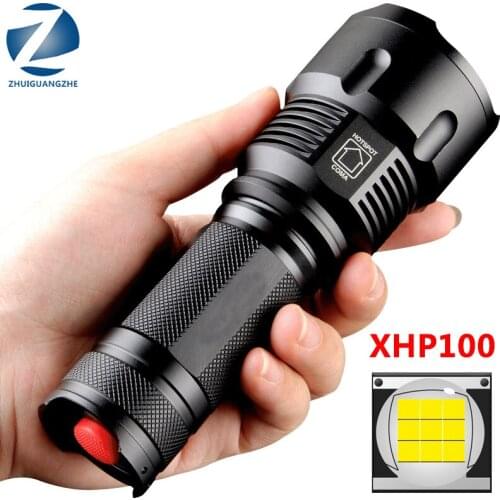XHP100 High Quality Led Flashlight Cree 18650 26650 AA Battery Torch XHP50 XM-L2 U3 T6 Zoomable Aluminum Alloy camping Lantern
