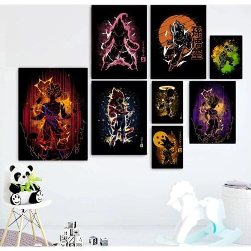 Japanese Anime Canvas Painting Dragon Ball Goku Posters and Prints Print Art Mural Pictures Childrens Room Home Wall Decoration