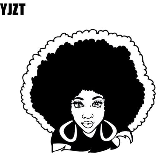 YJZT 14*12.7CM African Woman Girl Sexy Africa Salon Vinyl Decals Covering The Body Black/Silver C20-0106