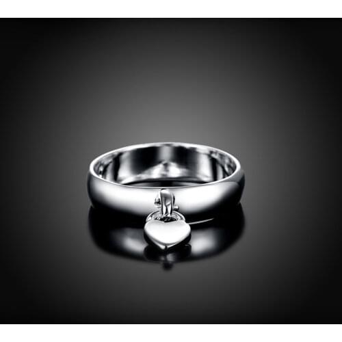 Charm 925 Silver Rings For Women heart lock size 6/7/8/9/10 Fashion LOVE Wedding Party Girl student gift high quality Jewelry