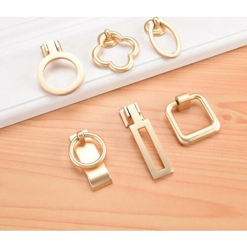 Golden Cabinet Door Drawer Concealed Buckle Handle Golden Zinc Alloy Cabinet Pulls