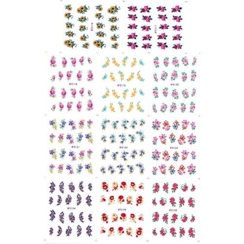 11 PACKS / LOT 3D SIMULATION FLOWER LILAC LADYS EARDROPS BUTTERFLY SELF-ADHESIVE NAIL TATTOOS STICKER E116-126