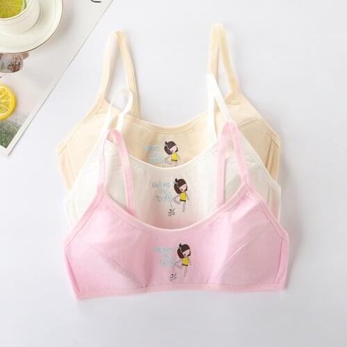 3Pcs Young Girls Bra Teenager Soft Cotton Cartoon No Steel Ring Lingerie Underwear Teenage Girl Comfortable Bras