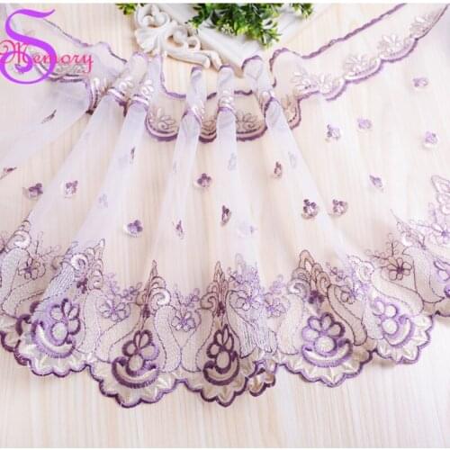 32cm Width Curtain Lace fabric Floral Embroidered Net Ribbon Trim Fringe DIY accessories for Sofa Cushion Pillow Dress