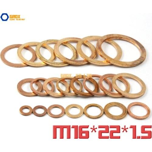 40 Pieces M16 x 22 x 1.5mm Copper Flat Washer Seal Washer