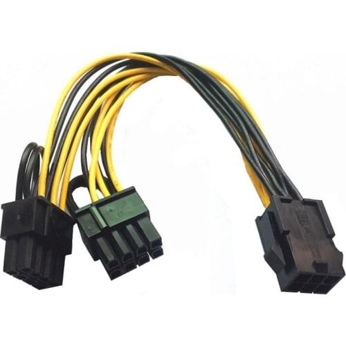 6 Pin Feamle to Dual 8 Pin Male PCI Express Power Converter Cable CPU Video Graphics Card 6Pin to 8Pin PCIE Power Cable