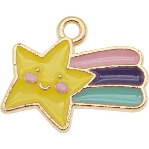 8PCS Cute Enamel Shooting Star Pendants Alloy Meteor Charms for Crafts DIY Jewelry Making Accessories Wholesale 18*14mm