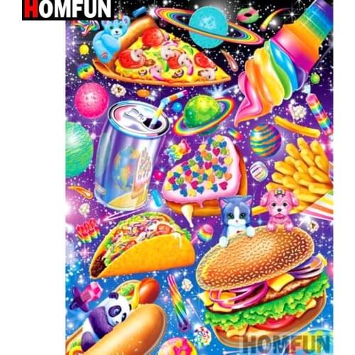 HOMFUN Full Square/Round Drill 5D DIY Diamond Painting "Dog cat burger" Embroidery Cross Stitch 5D Home Decor Gift A14748