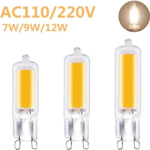 No Flicker Ampoule G9 LED Mini Glass Spotlight COB LED G9 7W 9W 12W 15W 220V Chandelier Light Replace 60W 40W Halogen Lamp Bomb
