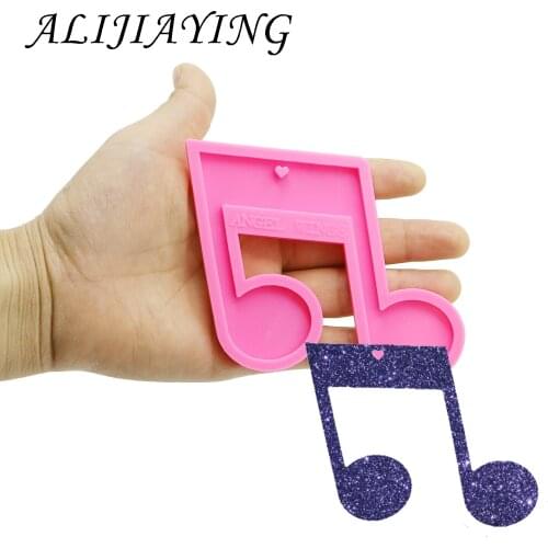 Shiny keychain musical note shape key ring decoration silicone mold for DIY epoxy resin DY0174