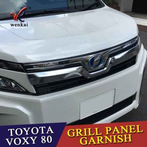 WENKAI 1PCS ABS Chrome Front Emble Garnish Trim Lower Car Styling Cover For Toyota Voxy R80 2017 Facelift