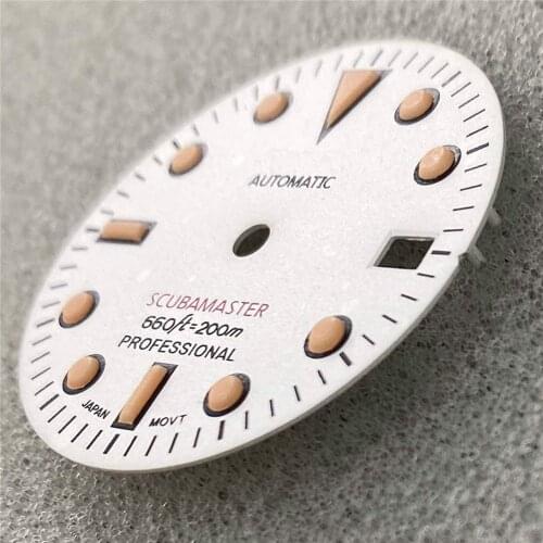 DIY Watch Parts 28.5MM White Dial Green Luminous Dial Universal for SKX007 NH35 Movement