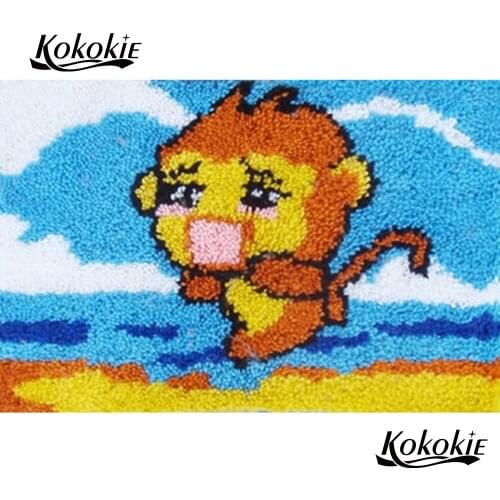 Diy carpet embroidery foamy floralkussen knooppakket latch hook kits rug monkey printed canvas knooppakket tapijten accessories