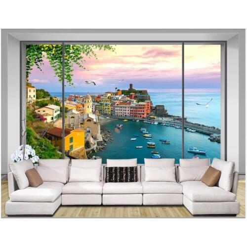 Custom photo wallpapers 3d murals wallpaper for walls 3d window city landscape background wall papers for living room decoration