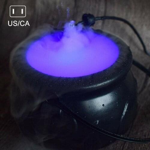 Halloween Smoke Machine LED Mist Maker Color Changing Cauldron Smoke Shape Smoke Machine Fogger Party Stage Layout Decor Prop