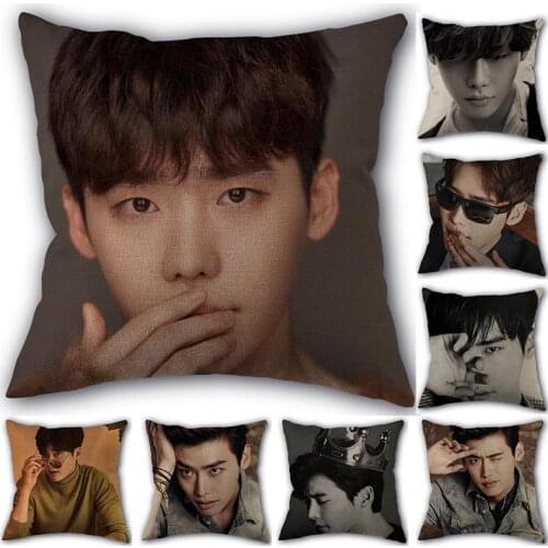 Custom Kpop Lee Jong Suk Pillowcase Cotton Linen Fabric Home Textile Square Pillowcase 45X45cm Wedding Decorative Pillow Cover