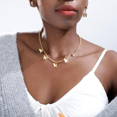 Chic Butterfly Choker Necklace For Women Gold Chain Statement Collar Female Chocker Best Shining Jewelry Party 2020 New BFF