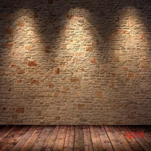 LB Spotlight Brick Wall Wood Floor Portrait Polyester Photography Background Studio Props Background Seamless Washable No Crease