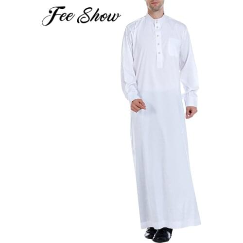 Muslim Clothing Men Islamic Kaftan Arabic Robes Male Abaya Robes Saudi Arabia Caftan Dubai Mens Long Sleeve Jubba Thobe