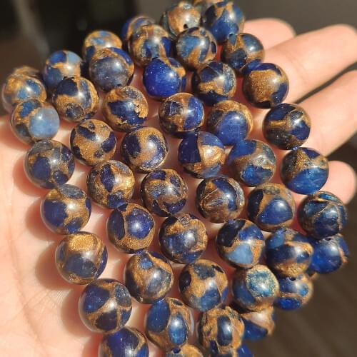 Natural Stones 4/6/8/10/12mm Dark Blue Cloisonne Loose Round Beads for Jewelry Making DIY Bracelet Accessories 15'' Strands